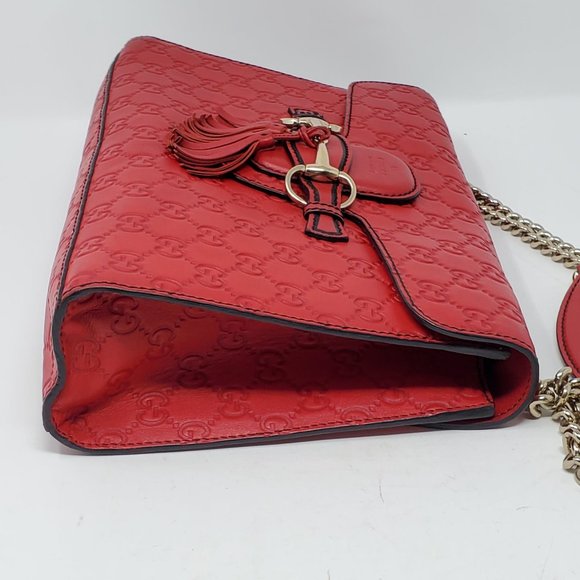 Auth Gucci Medium Emily Red GuccissimaShoulder Bag - Picture 4 of 16